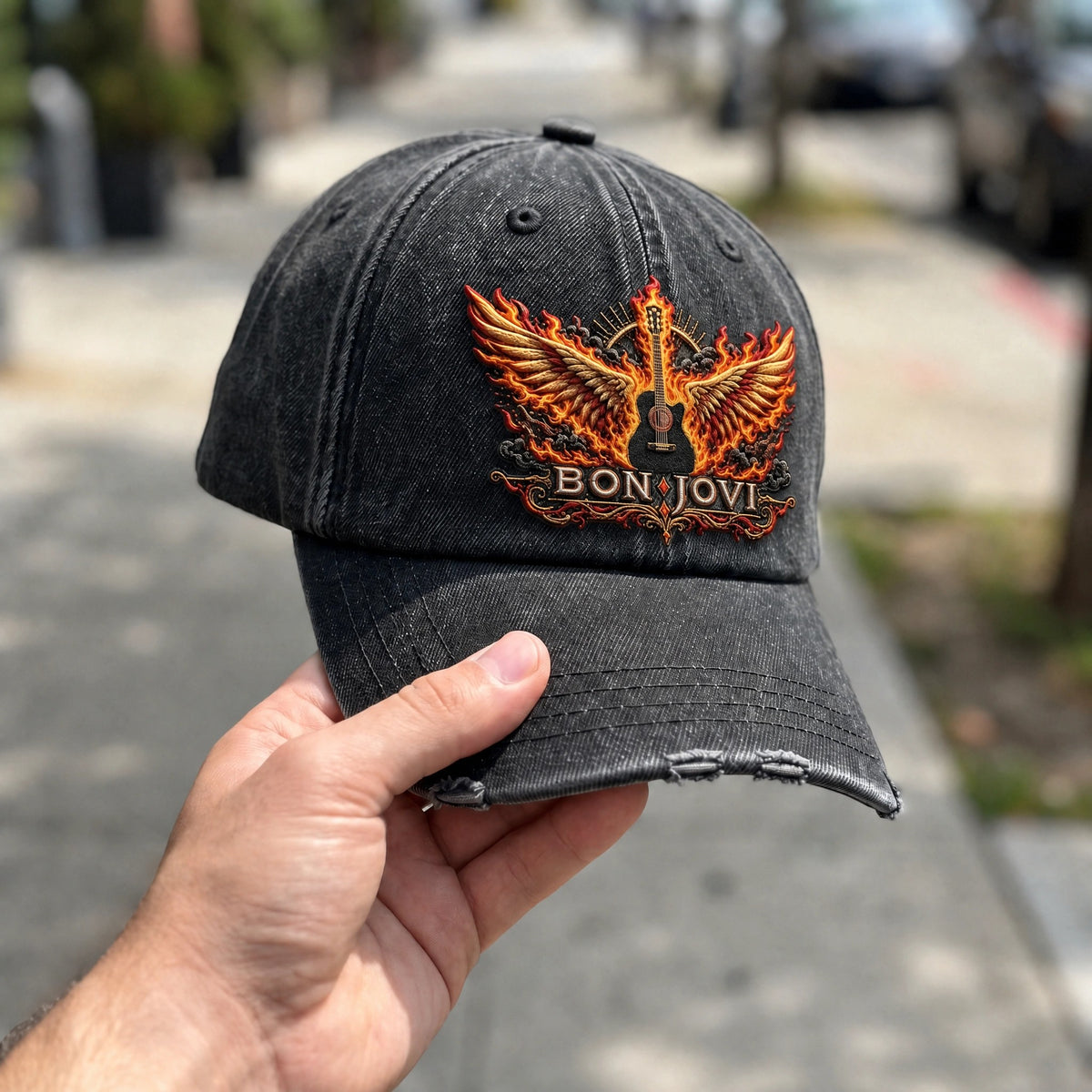 BJO Blazing Guitar Wings Denim Cap