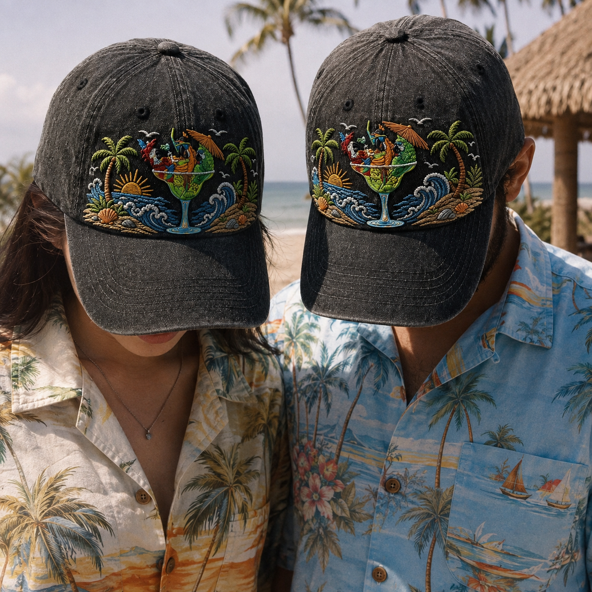 JBU Tropical Paradise Parrot Denim Cap