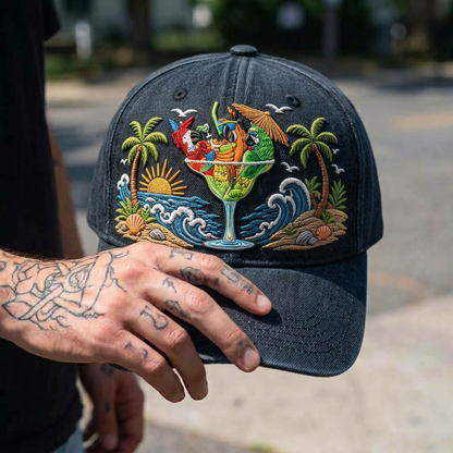 JBU Tropical Paradise Parrot Denim Cap