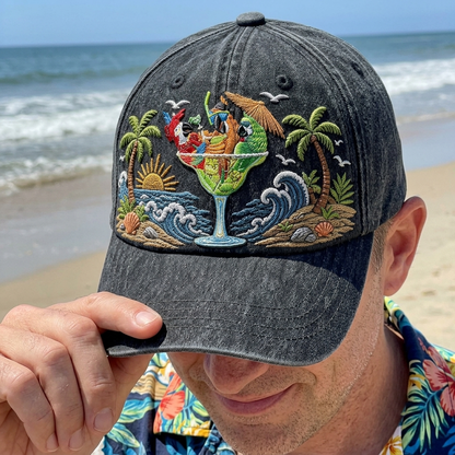 JBU Tropical Paradise Parrot Denim Cap