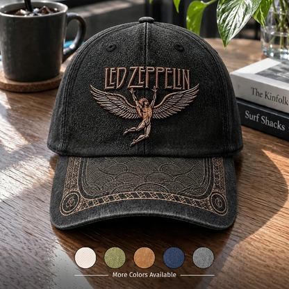 LZE Vintage Swan Distressed Denim Cap
