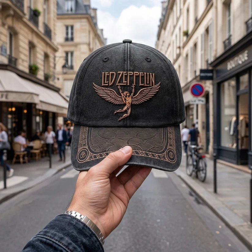 LZE Vintage Swan Distressed Denim Cap