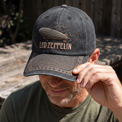 LZE Vintage Swan Distressed Denim Cap